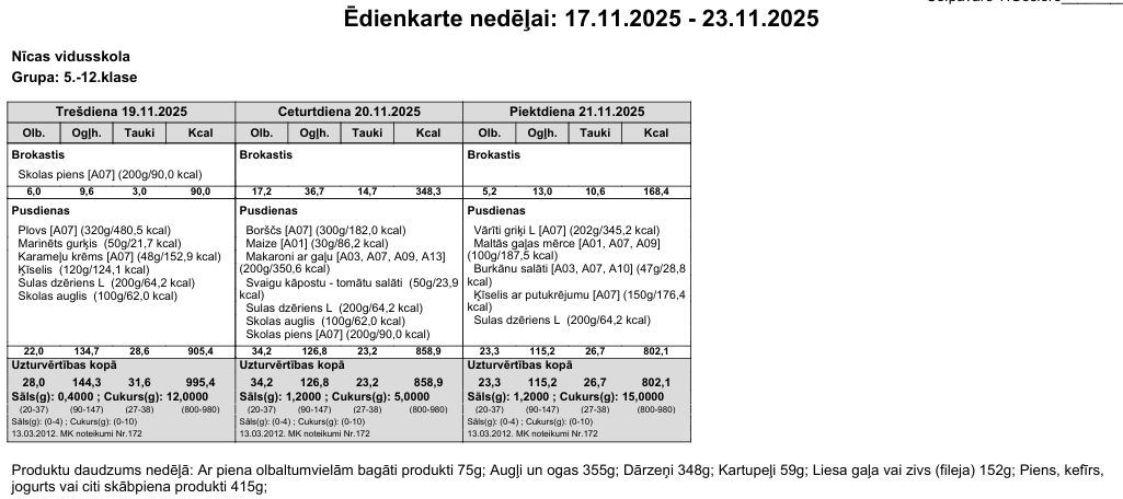 Ēdienkarte 19.11.-21.11. 5.-12.